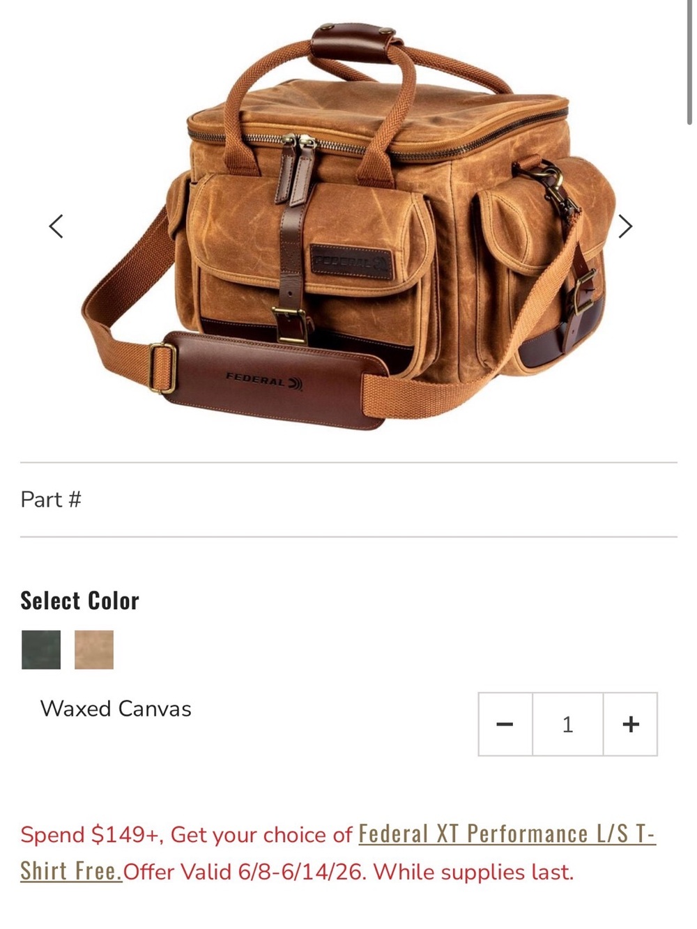 NWT Federal Waxed Canvas range Bag